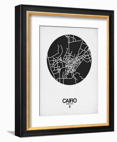 Cairo Street Map Black on White-NaxArt-Framed Art Print