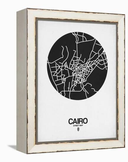 Cairo Street Map Black on White-NaxArt-Framed Stretched Canvas