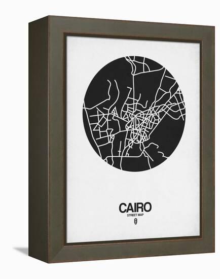 Cairo Street Map Black on White-NaxArt-Framed Stretched Canvas