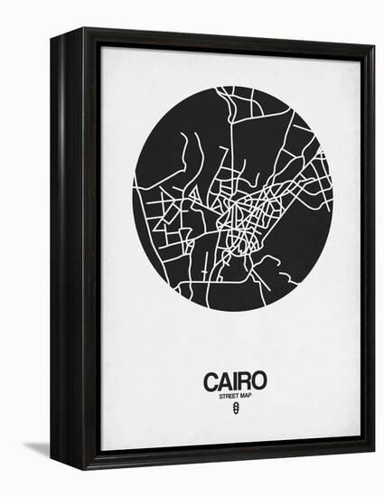 Cairo Street Map Black on White-NaxArt-Framed Stretched Canvas