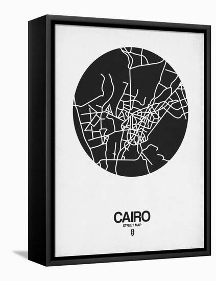 Cairo Street Map Black on White-NaxArt-Framed Stretched Canvas