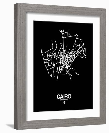 Cairo Street Map Black-NaxArt-Framed Art Print