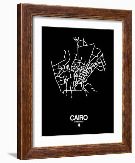 Cairo Street Map Black-NaxArt-Framed Art Print