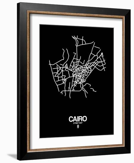 Cairo Street Map Black-NaxArt-Framed Art Print