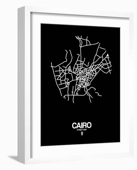 Cairo Street Map Black-NaxArt-Framed Art Print