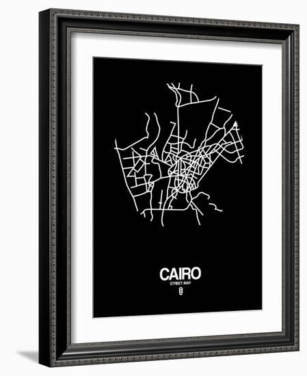 Cairo Street Map Black-NaxArt-Framed Art Print