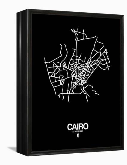 Cairo Street Map Black-NaxArt-Framed Stretched Canvas