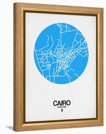 Cairo Street Map Blue-NaxArt-Framed Stretched Canvas