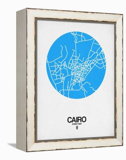 Cairo Street Map Blue-NaxArt-Framed Stretched Canvas