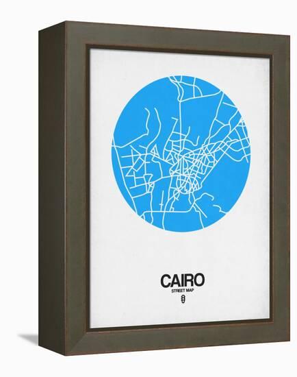 Cairo Street Map Blue-NaxArt-Framed Stretched Canvas