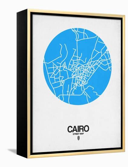 Cairo Street Map Blue-NaxArt-Framed Stretched Canvas