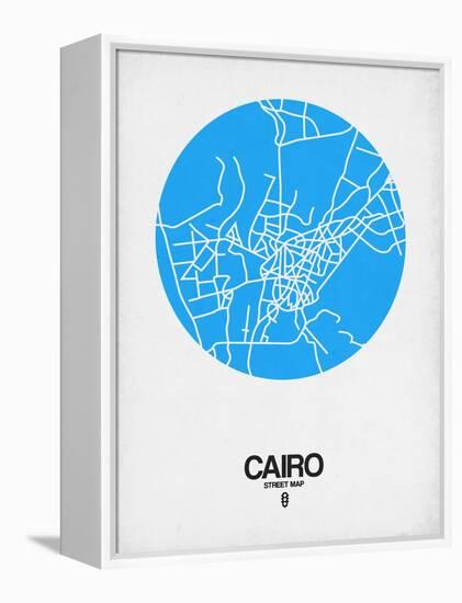 Cairo Street Map Blue-NaxArt-Framed Stretched Canvas