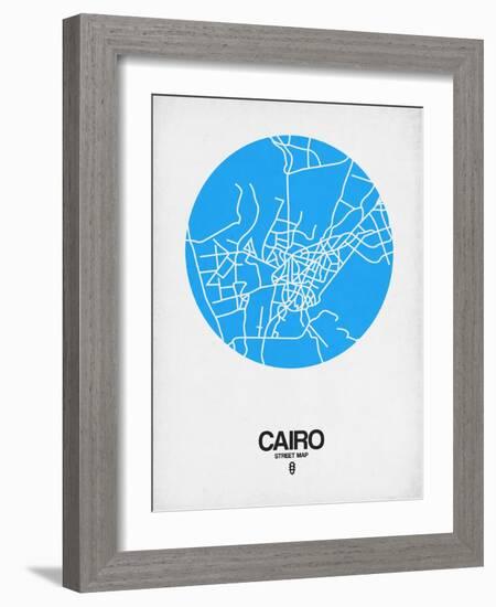 Cairo Street Map Blue-NaxArt-Framed Art Print