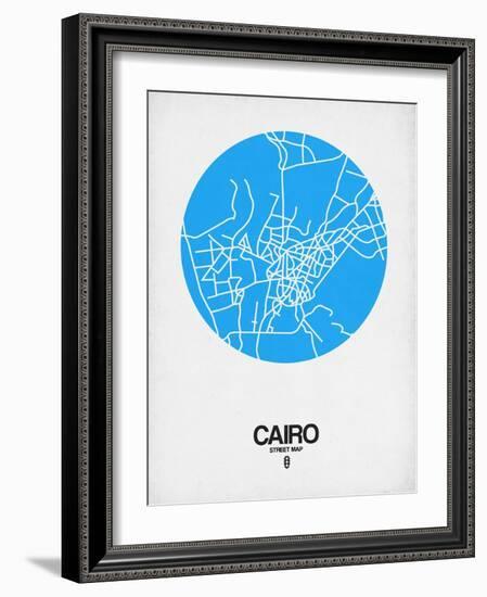 Cairo Street Map Blue-NaxArt-Framed Art Print