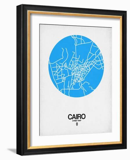 Cairo Street Map Blue-NaxArt-Framed Art Print