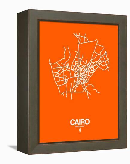 Cairo Street Map Orange-NaxArt-Framed Stretched Canvas