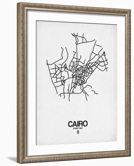 Cairo Street Map White-NaxArt-Framed Art Print