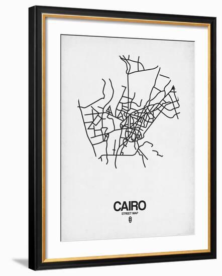 Cairo Street Map White-NaxArt-Framed Art Print