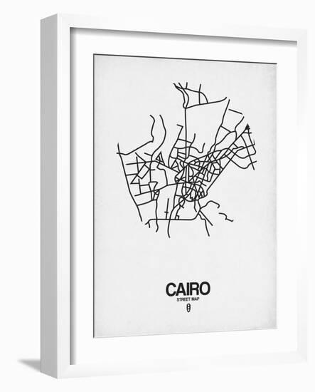 Cairo Street Map White-NaxArt-Framed Art Print