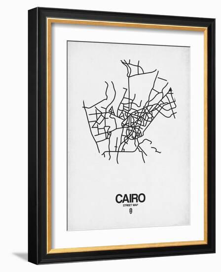 Cairo Street Map White-NaxArt-Framed Art Print
