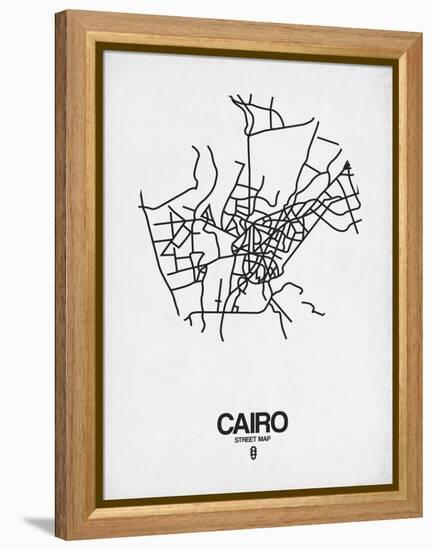 Cairo Street Map White-NaxArt-Framed Stretched Canvas