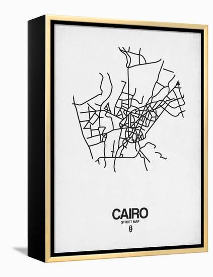 Cairo Street Map White-NaxArt-Framed Stretched Canvas