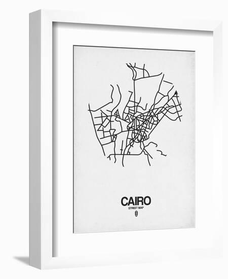 Cairo Street Map White-NaxArt-Framed Art Print