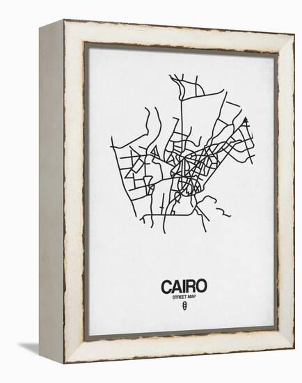 Cairo Street Map White-NaxArt-Framed Stretched Canvas