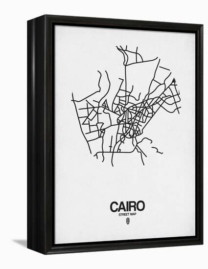 Cairo Street Map White-NaxArt-Framed Stretched Canvas