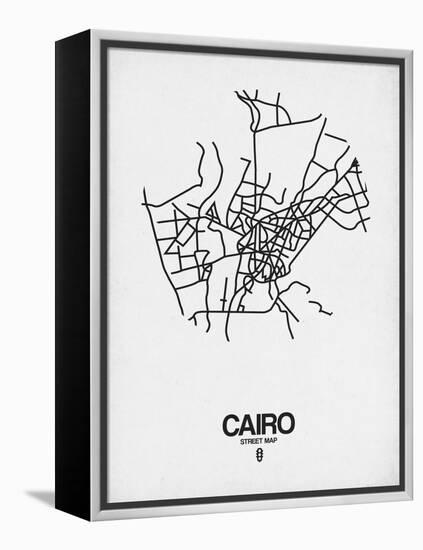 Cairo Street Map White-NaxArt-Framed Stretched Canvas