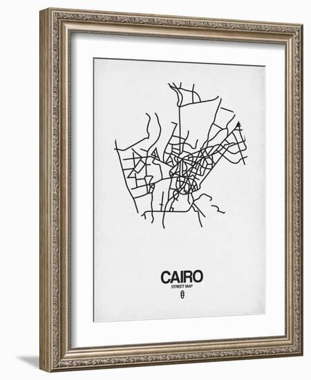 Cairo Street Map White-NaxArt-Framed Art Print