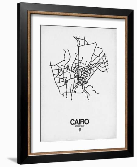 Cairo Street Map White-NaxArt-Framed Art Print