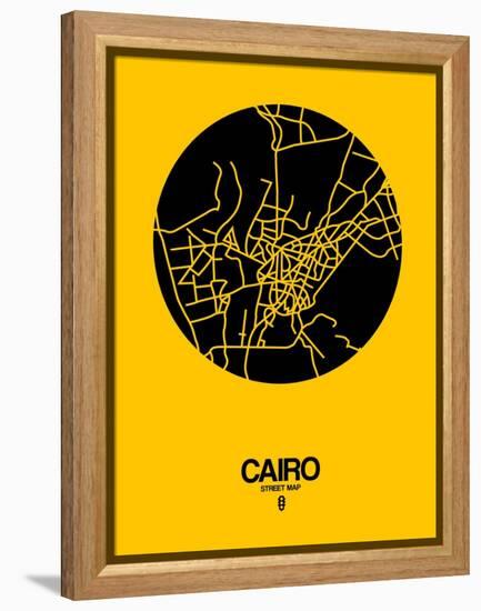 Cairo Street Map Yellow-NaxArt-Framed Stretched Canvas