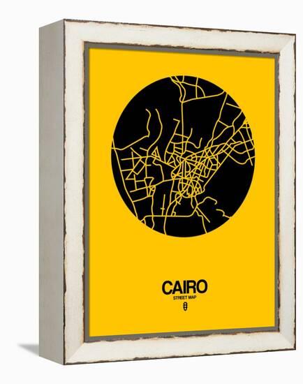 Cairo Street Map Yellow-NaxArt-Framed Stretched Canvas