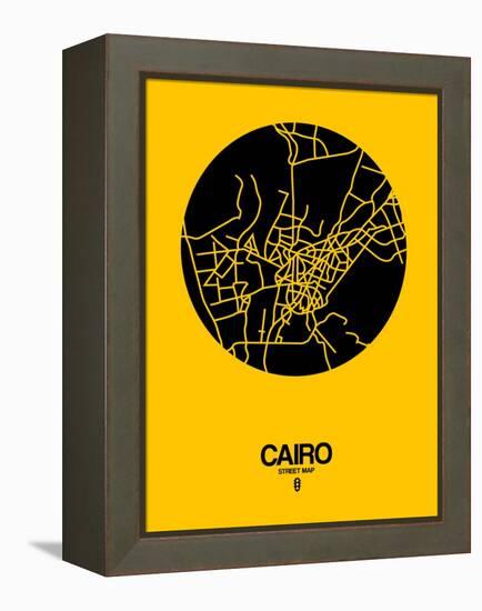 Cairo Street Map Yellow-NaxArt-Framed Stretched Canvas