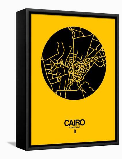 Cairo Street Map Yellow-NaxArt-Framed Stretched Canvas