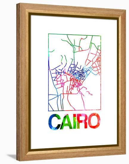 Cairo Watercolor Street Map-NaxArt-Framed Stretched Canvas