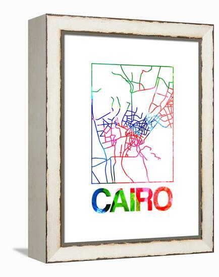 Cairo Watercolor Street Map-NaxArt-Framed Stretched Canvas