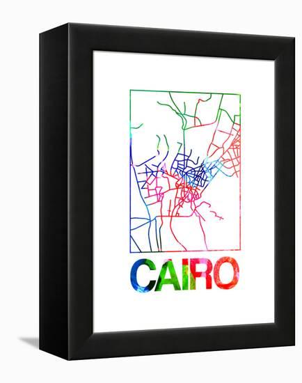 Cairo Watercolor Street Map-NaxArt-Framed Stretched Canvas