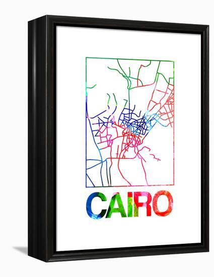 Cairo Watercolor Street Map-NaxArt-Framed Stretched Canvas