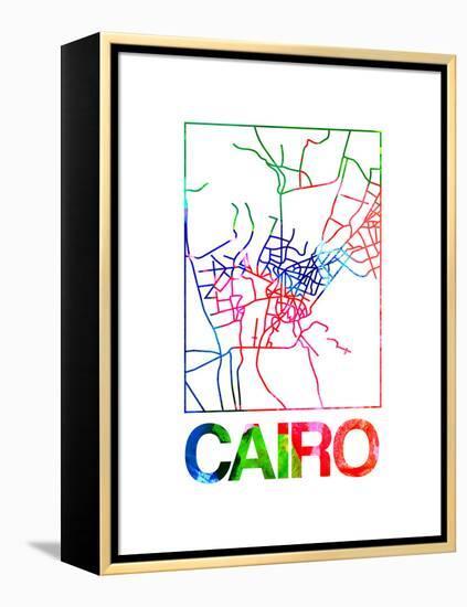 Cairo Watercolor Street Map-NaxArt-Framed Stretched Canvas