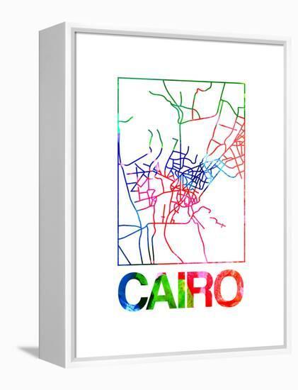 Cairo Watercolor Street Map-NaxArt-Framed Stretched Canvas