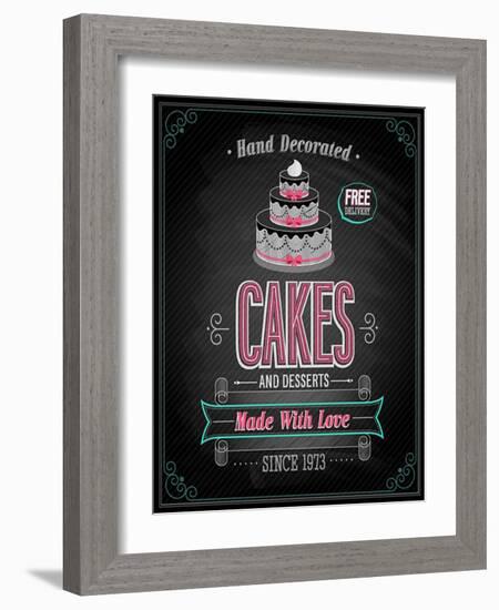 Cakes Poster - Chalkboard-avean-Framed Art Print