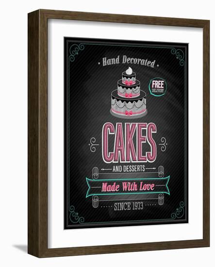 Cakes Poster - Chalkboard-avean-Framed Art Print