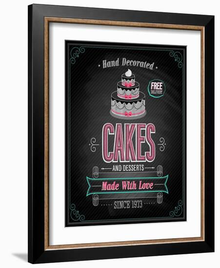 Cakes Poster - Chalkboard-avean-Framed Art Print