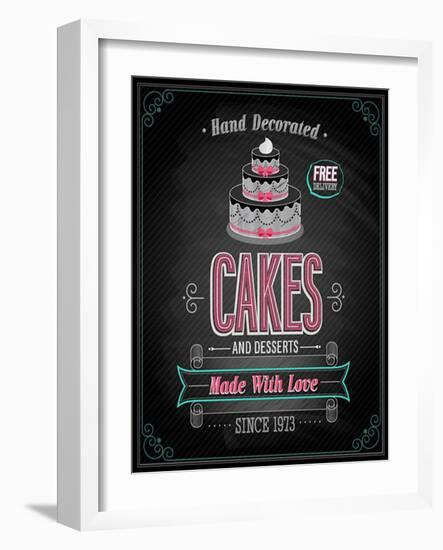 Cakes Poster - Chalkboard-avean-Framed Art Print