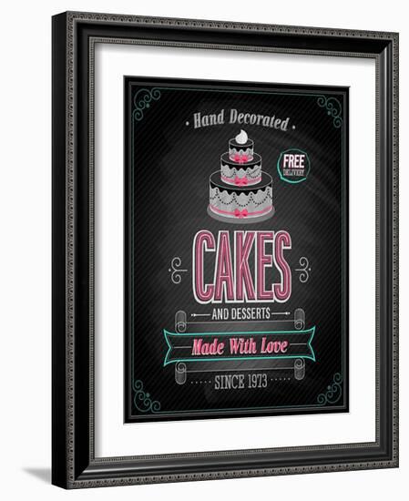 Cakes Poster - Chalkboard-avean-Framed Art Print