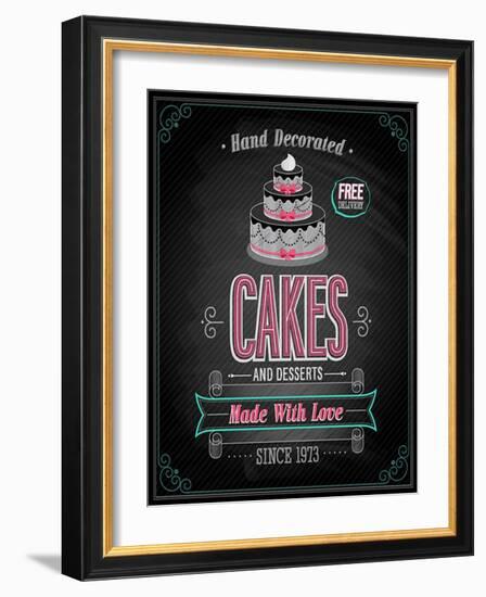 Cakes Poster - Chalkboard-avean-Framed Art Print