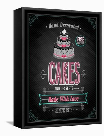 Cakes Poster - Chalkboard-avean-Framed Stretched Canvas