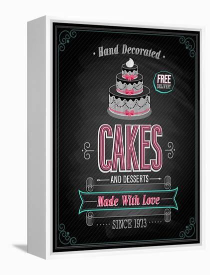 Cakes Poster - Chalkboard-avean-Framed Stretched Canvas